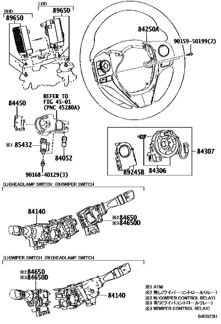 Toyota RAV4 开关和继电器和ECU EPC diagram — 84E023H