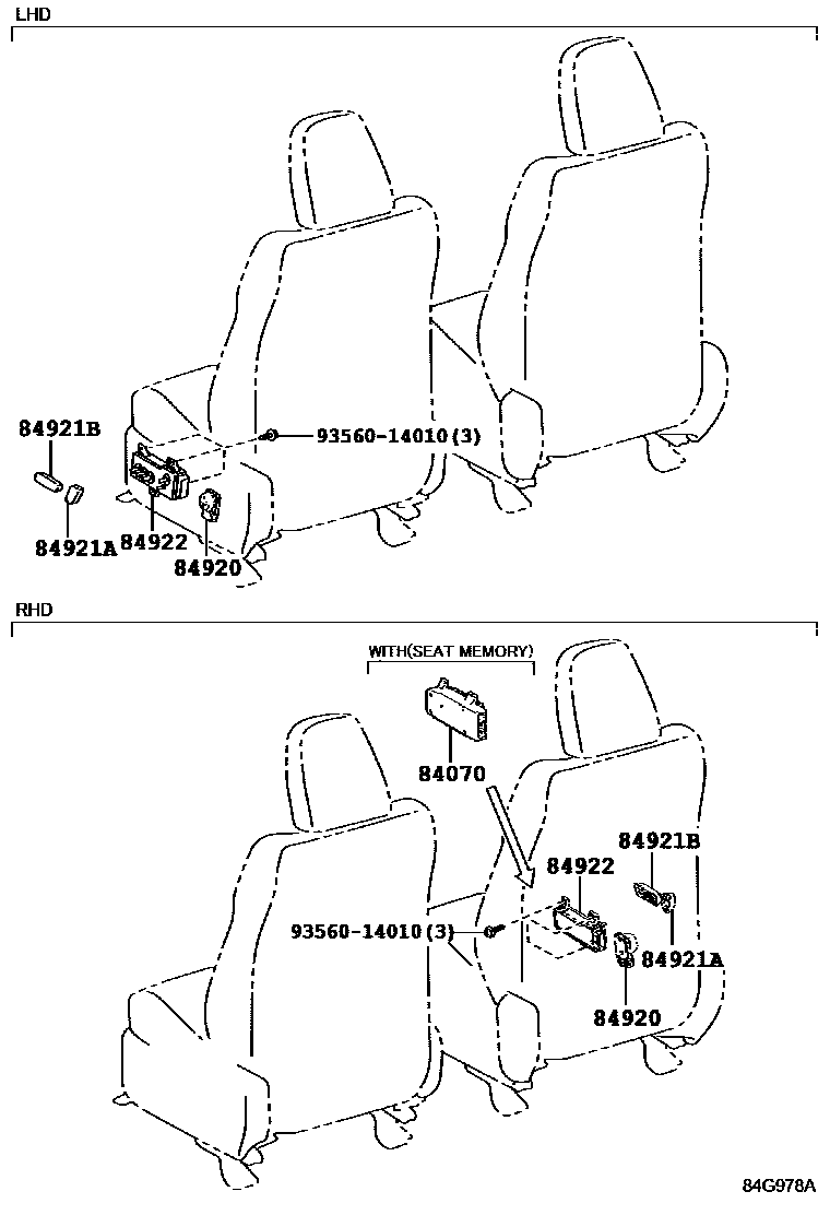 Toyota RAV4 开关和继电器和ECU EPC diagram — 84G979A