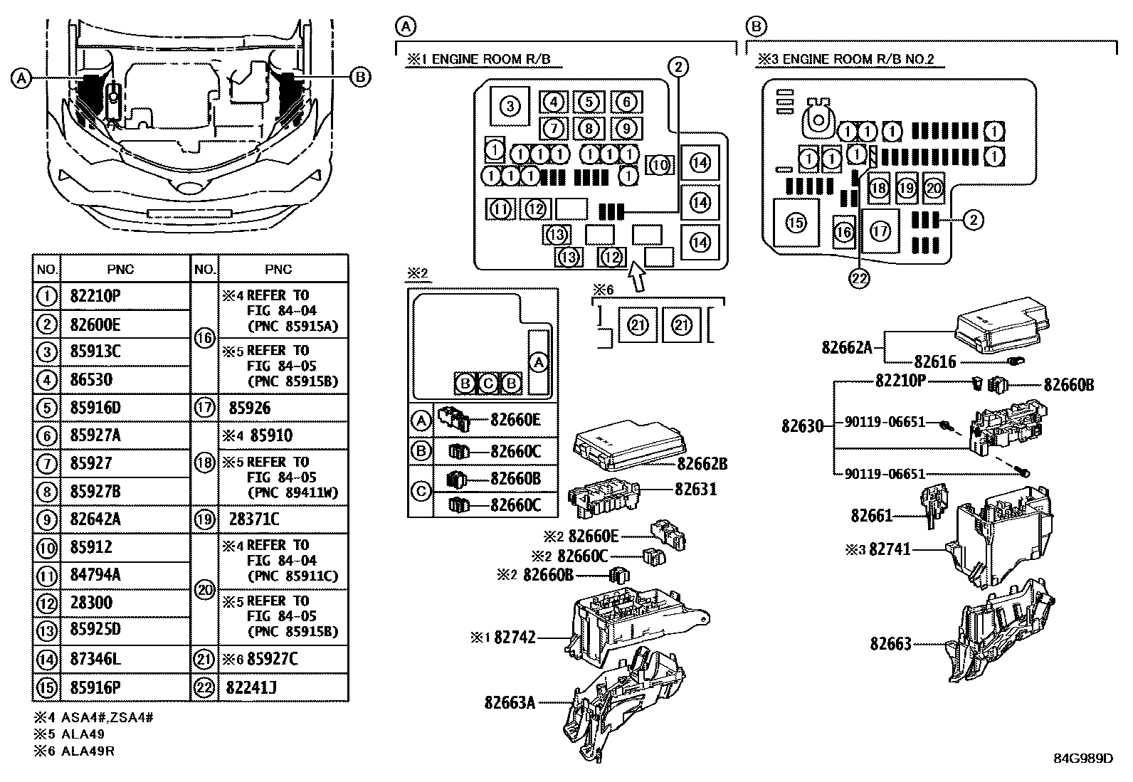 Toyota RAV4 开关和继电器和ECU EPC diagram — 84G989D