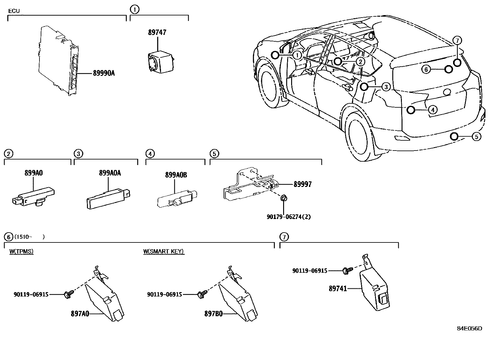 Toyota RAV4 遥控门锁 EPC diagram — 84E056D