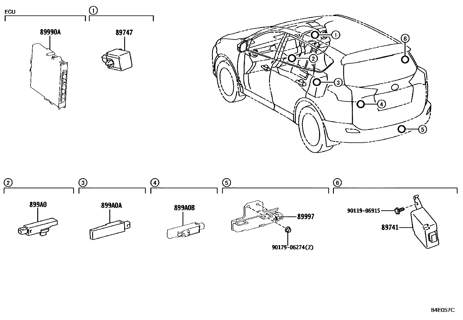 Toyota RAV4 遥控门锁 EPC diagram — 84E057C