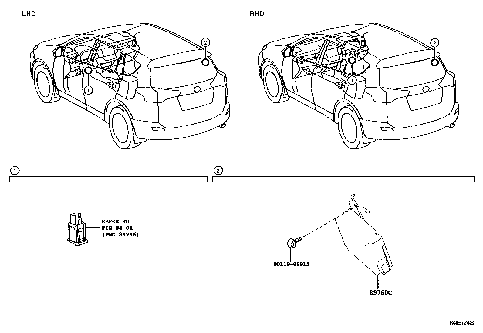 Toyota RAV4 轮胎压力警告系统 EPC diagram — 84E524B