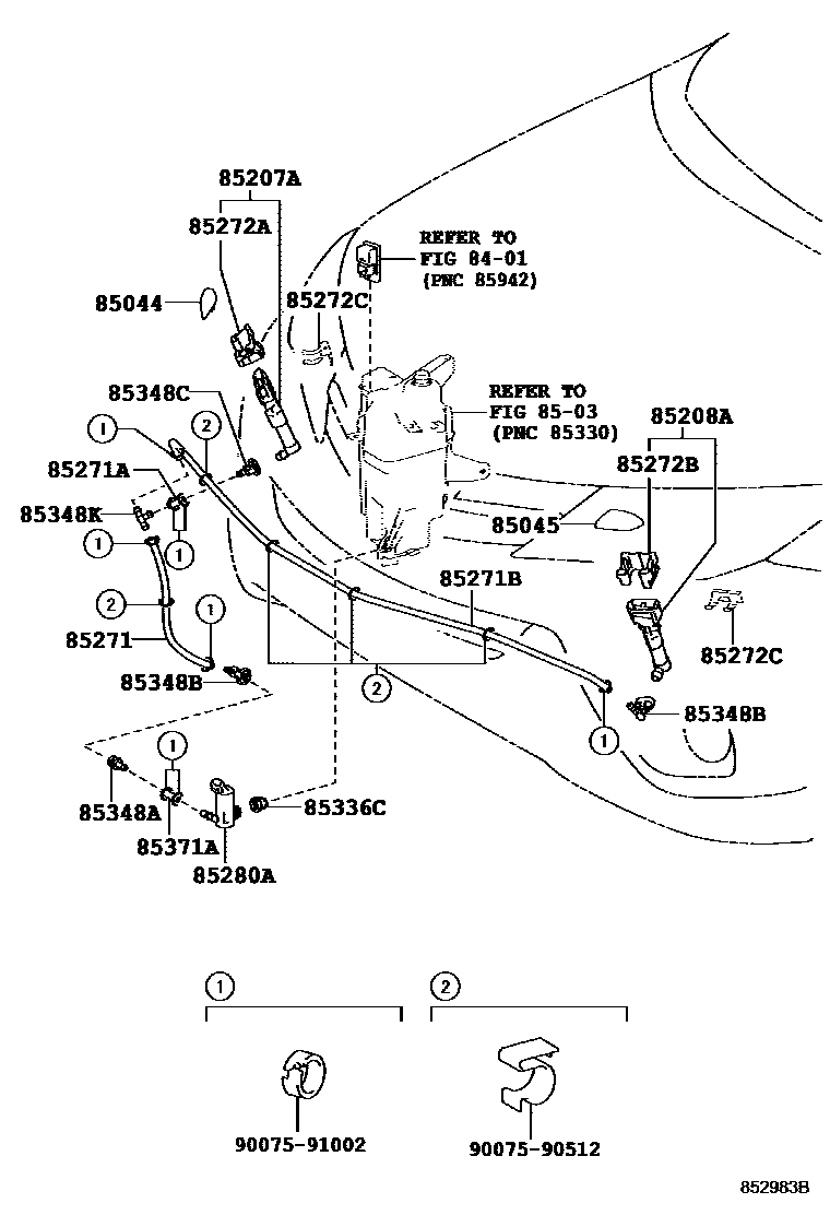 Toyota RAV4 前大灯清洗器 EPC diagram — 852983B