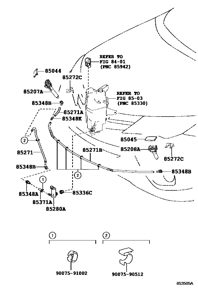 Toyota RAV4 前大灯清洗器 EPC diagram — 853505A