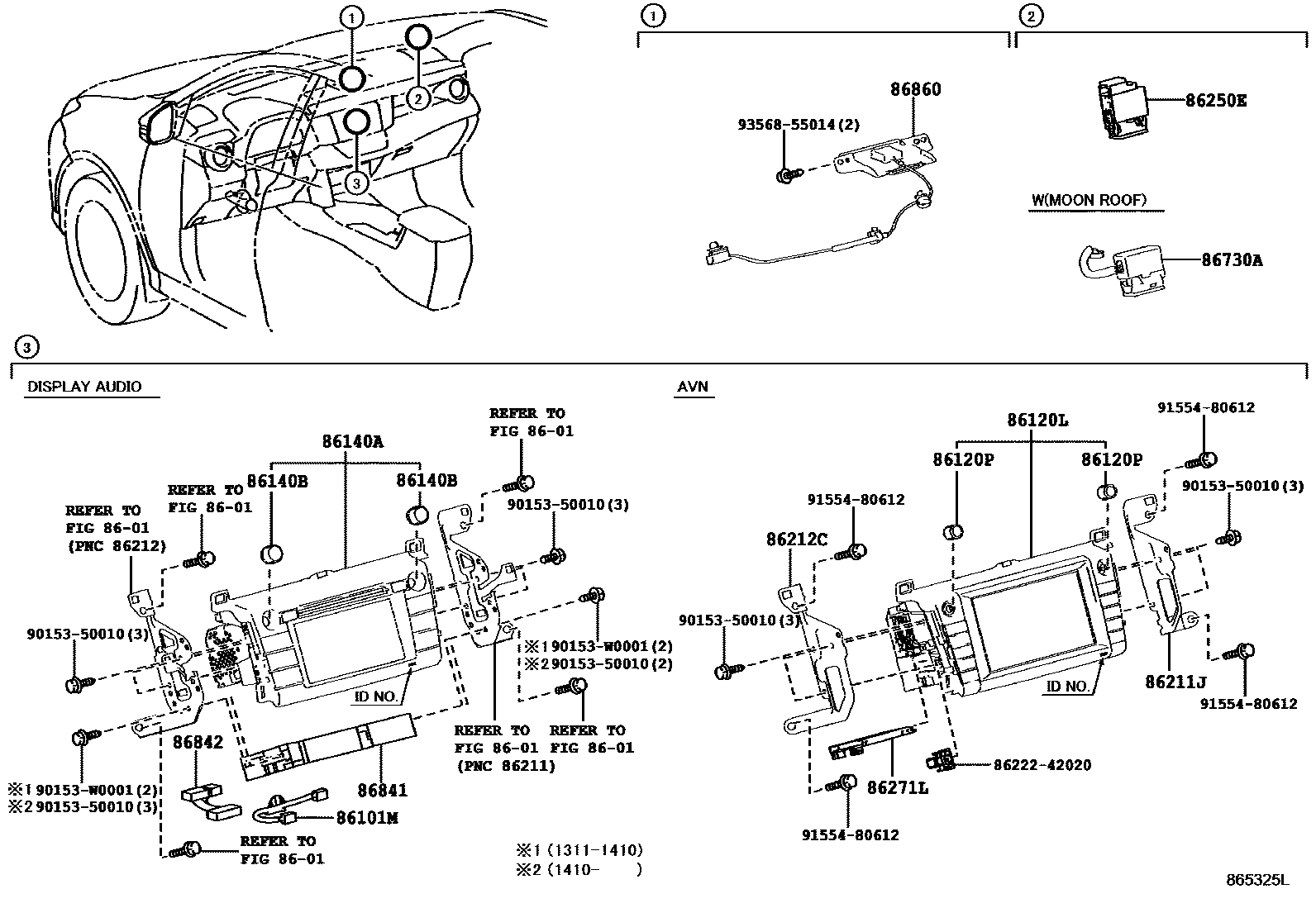 Toyota RAV4 导航和前监视器显示屏 EPC diagram — 865325L