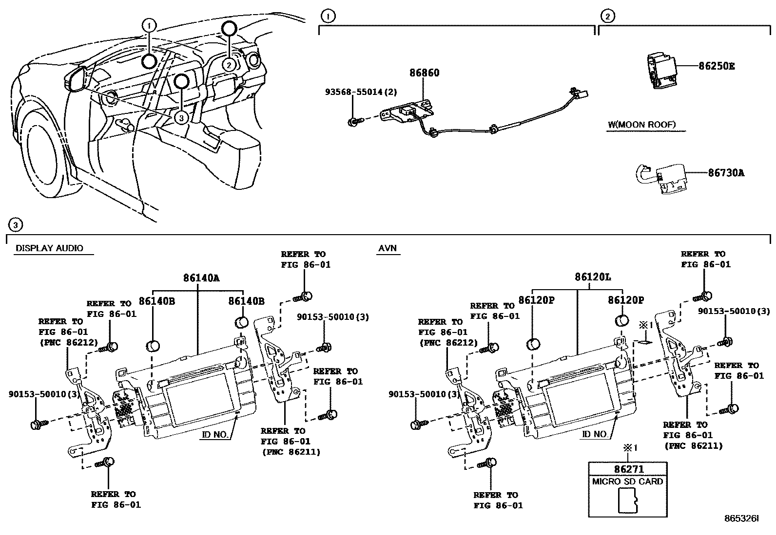 Toyota RAV4 导航和前监视器显示屏 EPC diagram — 865326I