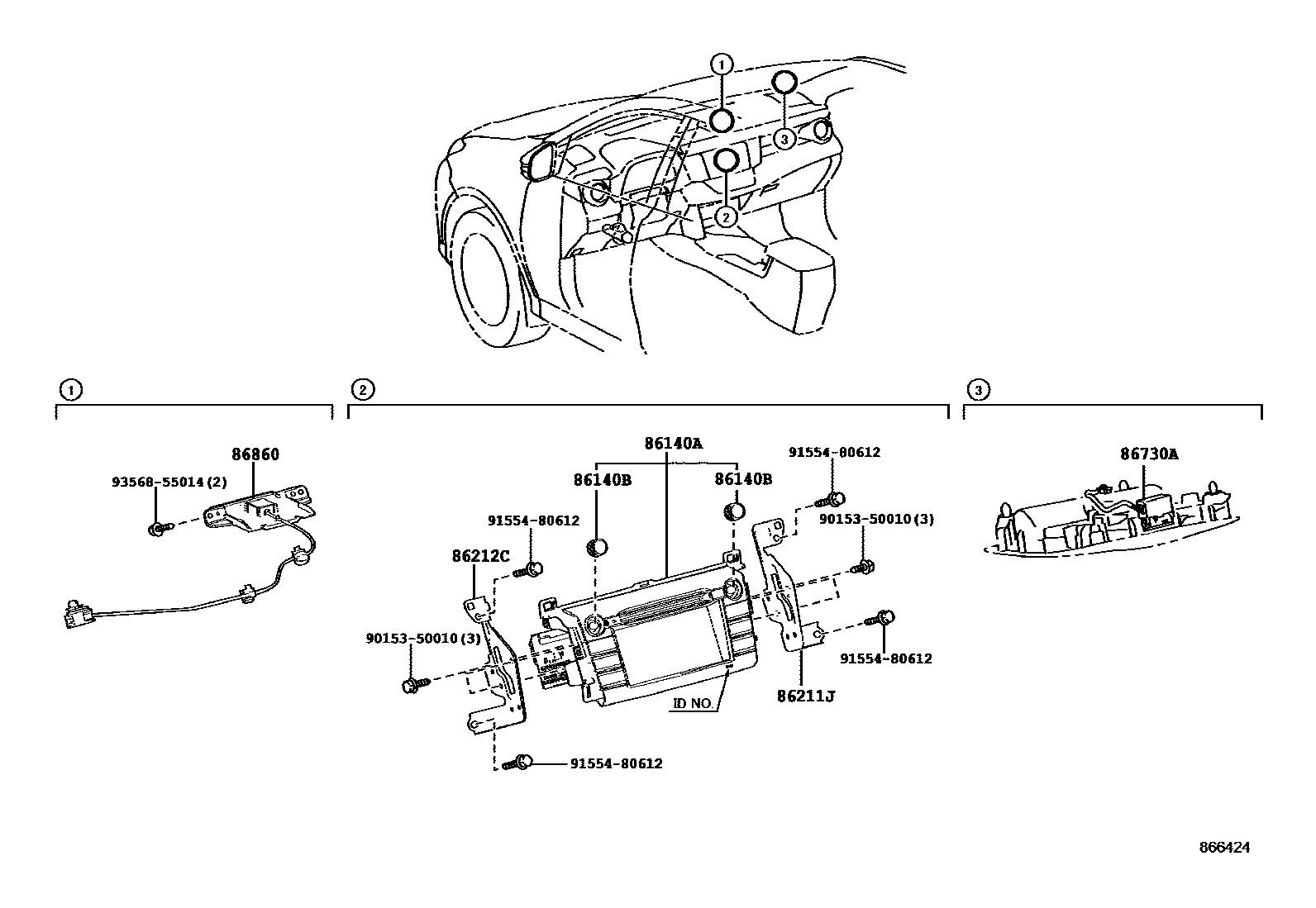 Toyota RAV4 导航和前监视器显示屏 EPC diagram — 866424