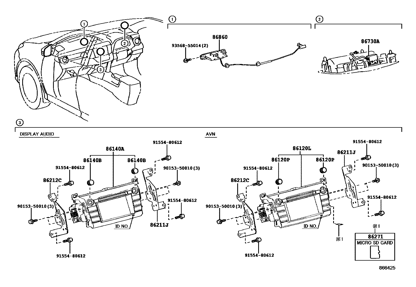 Toyota RAV4 导航和前监视器显示屏 EPC diagram — 866425