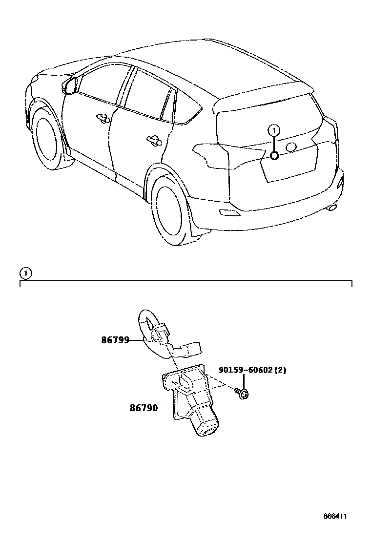 Toyota RAV4 倒车影像和摄像头 EPC diagram — 866411