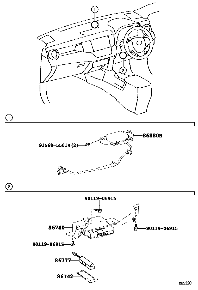 Toyota RAV4 车载电话和呼救装置 EPC diagram — 865320