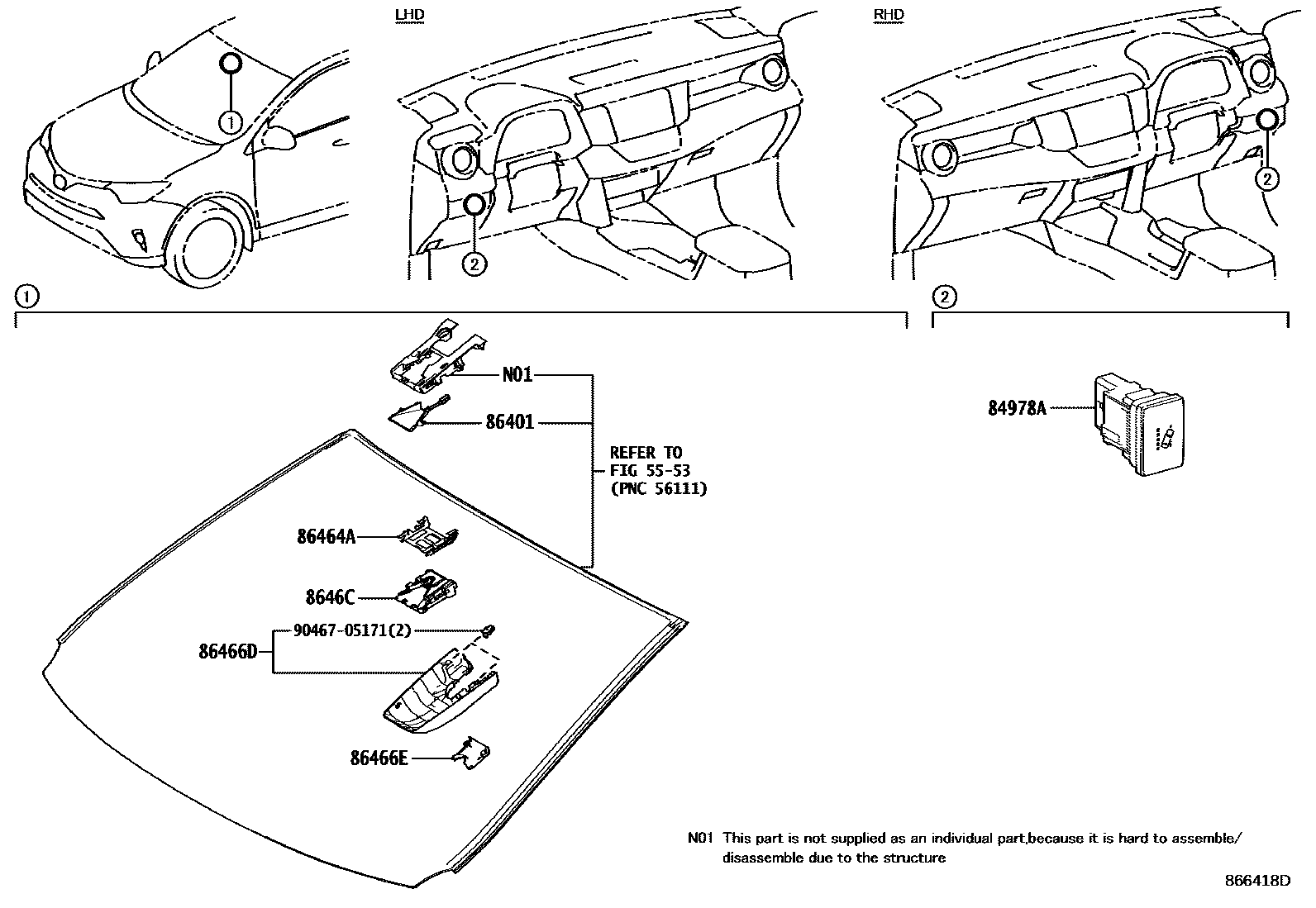 Toyota RAV4 预碰撞安全系统 EPC diagram — 866418D