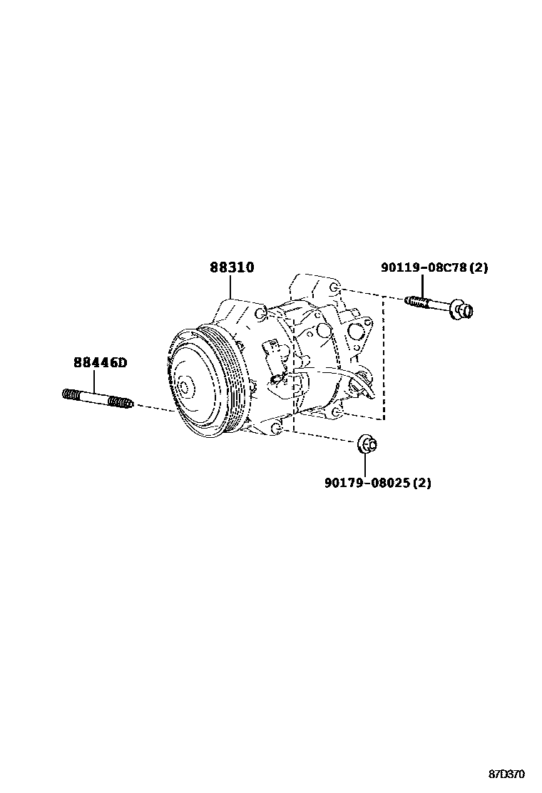 Toyota RAV4 Heating & Air Conditioning - Compressor EPC diagram — 87D370
