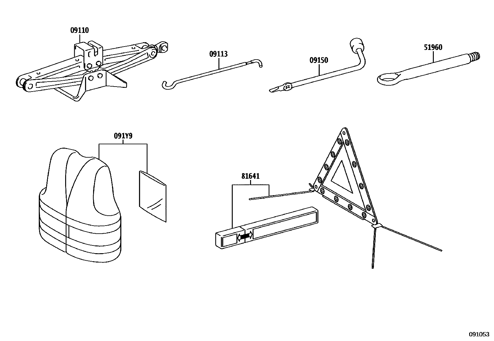 Toyota RAV4 Standard Tools EPC diagram — 091053