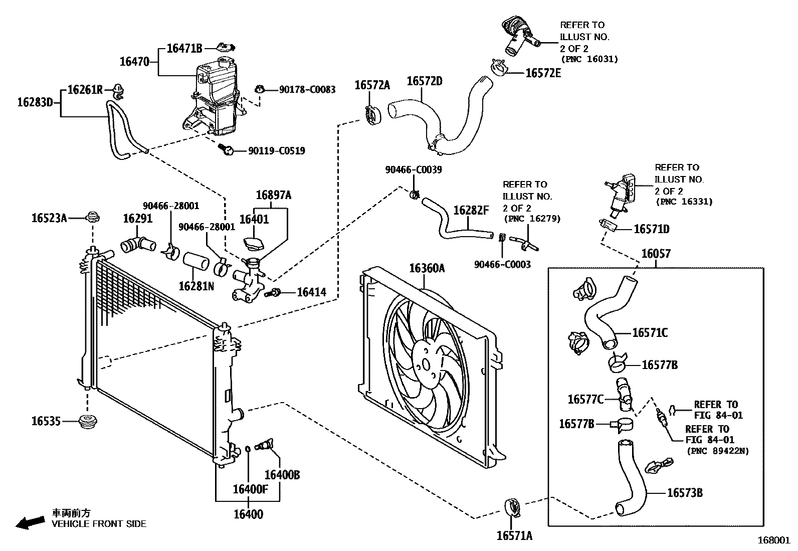 Toyota RAV4 RADIATOR & WATER OUTLET EPC diagram — 168001