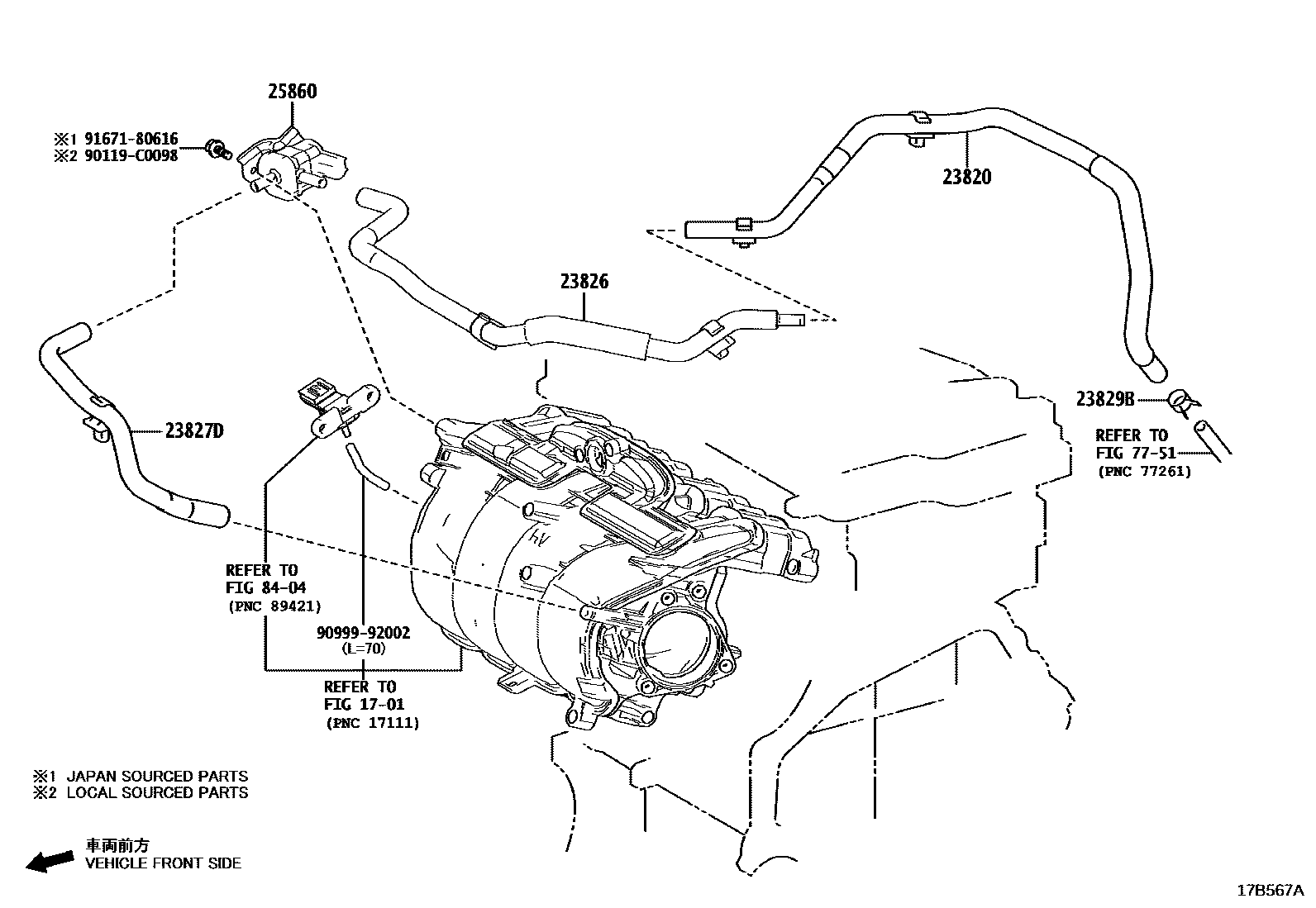 Toyota RAV4 vacuum tube EPC diagram — 17B567A