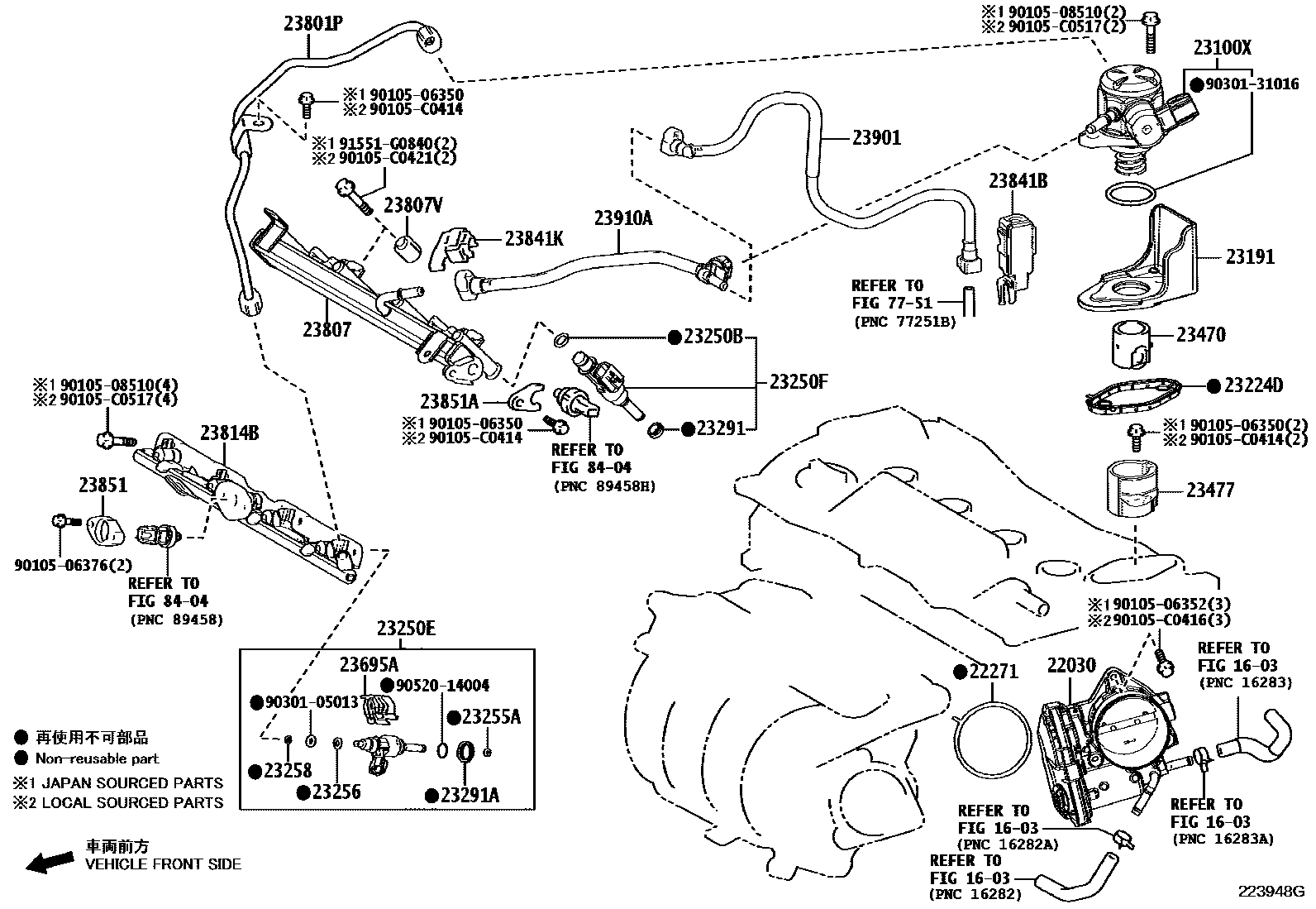 Toyota RAV4 燃油喷射系统 EPC diagram — 223948G