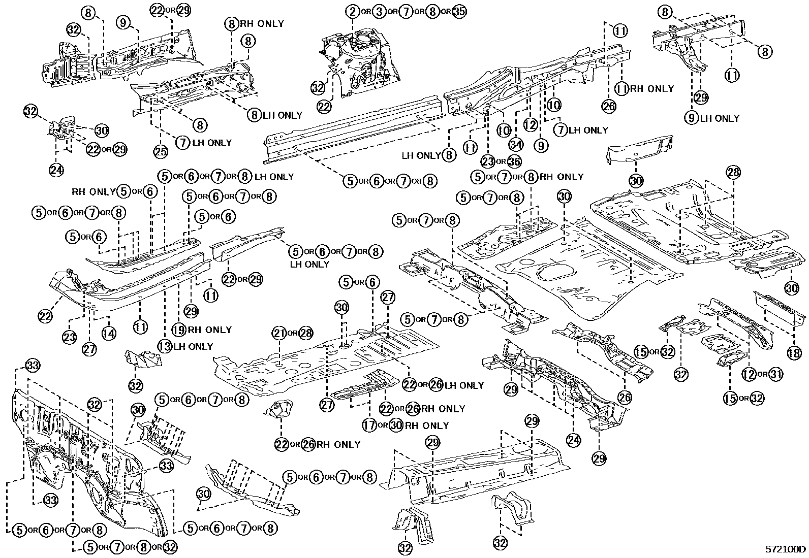 Toyota RAV4 hole plug EPC diagram — 572100D