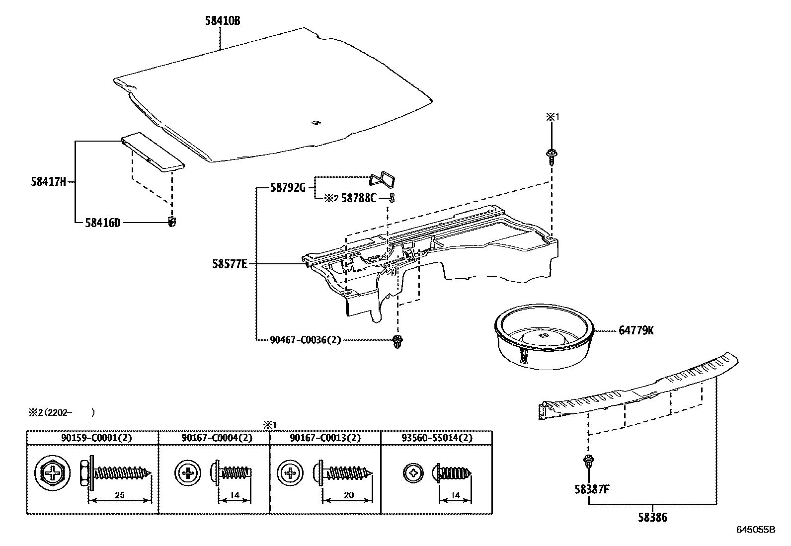 Toyota RAV4 底板和底板装饰罩 EPC diagram — 645055B