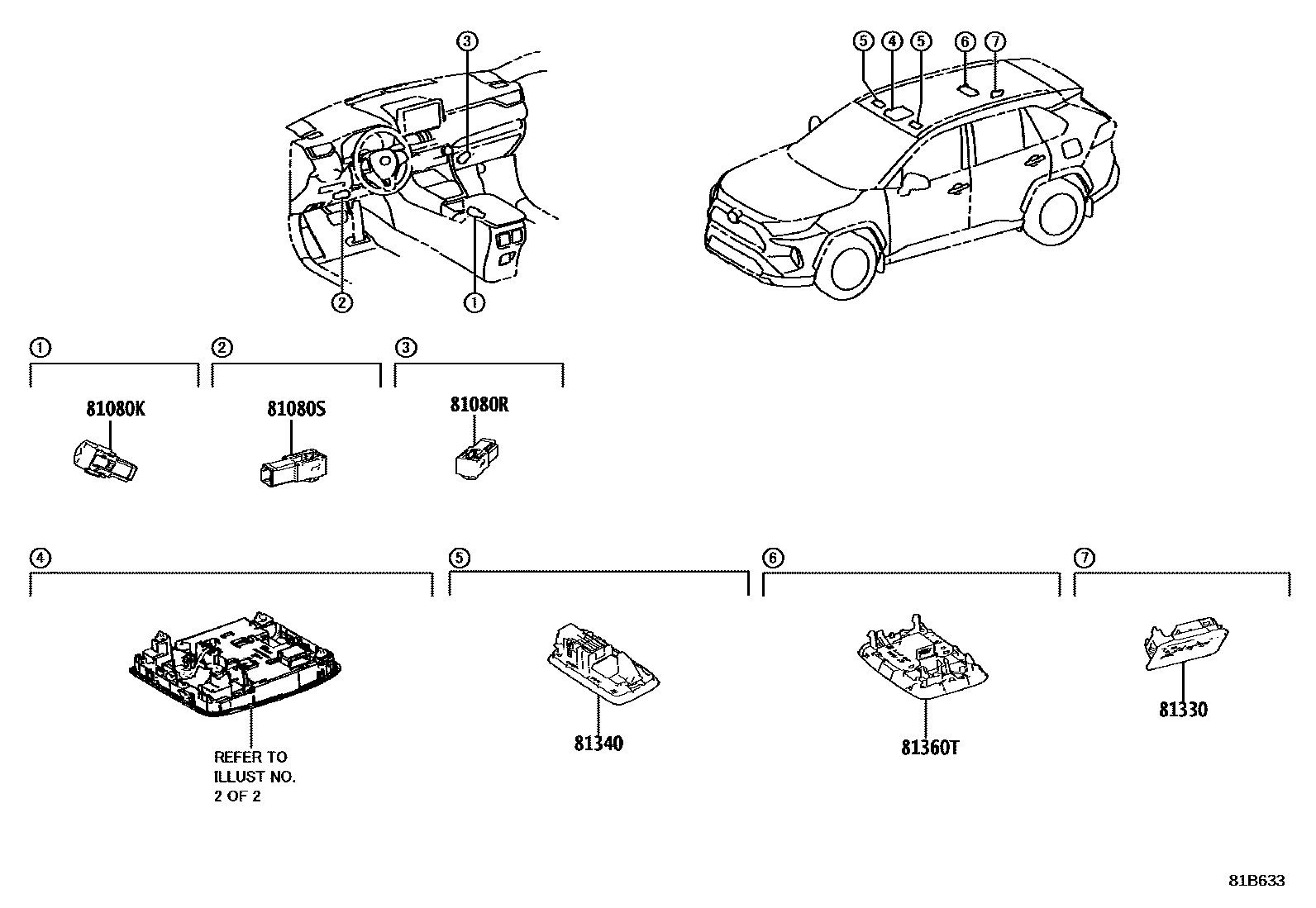 Toyota RAV4 车内灯 EPC diagram — 81B633