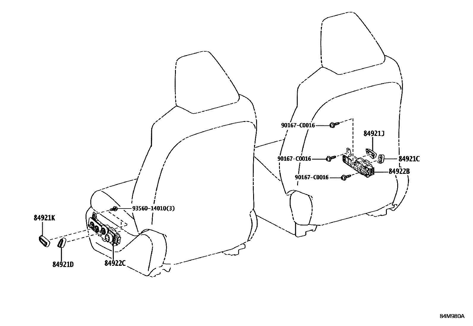 Toyota RAV4 开关和继电器和ECU EPC diagram — 84M980A