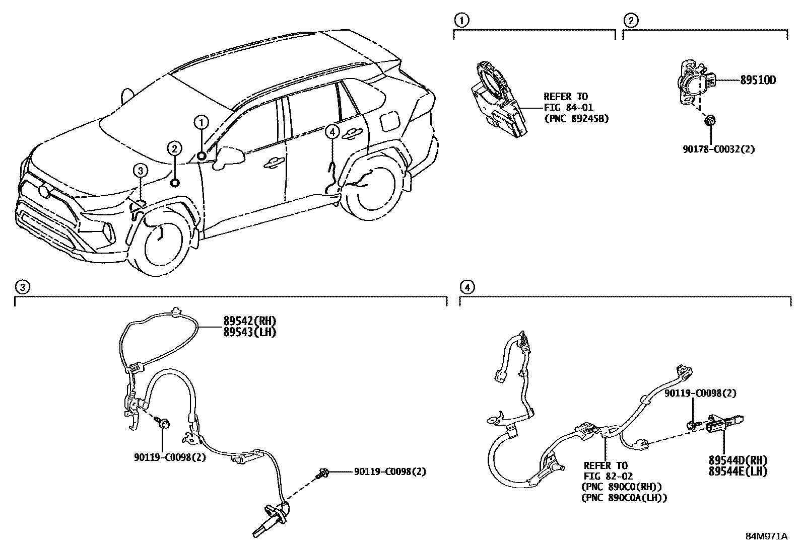 Toyota RAV4 ABS 和 VSC EPC diagram — 84M971A