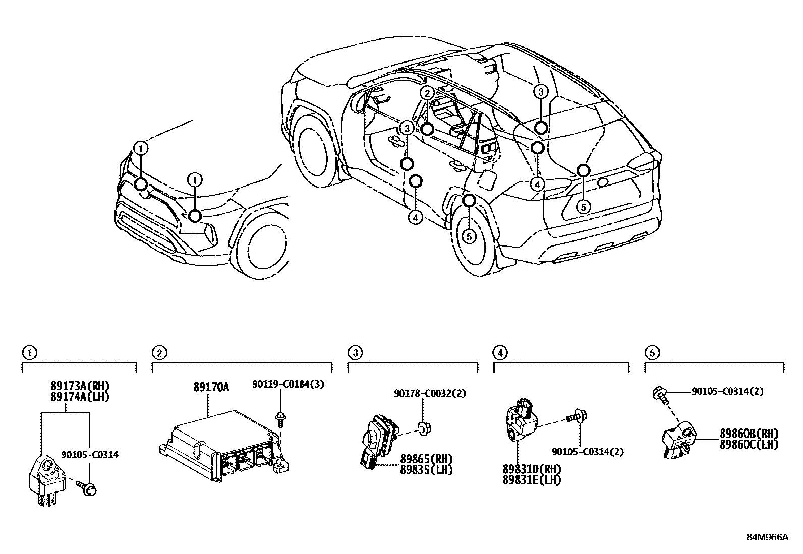 Toyota RAV4 空气囊 EPC diagram — 84M966A
