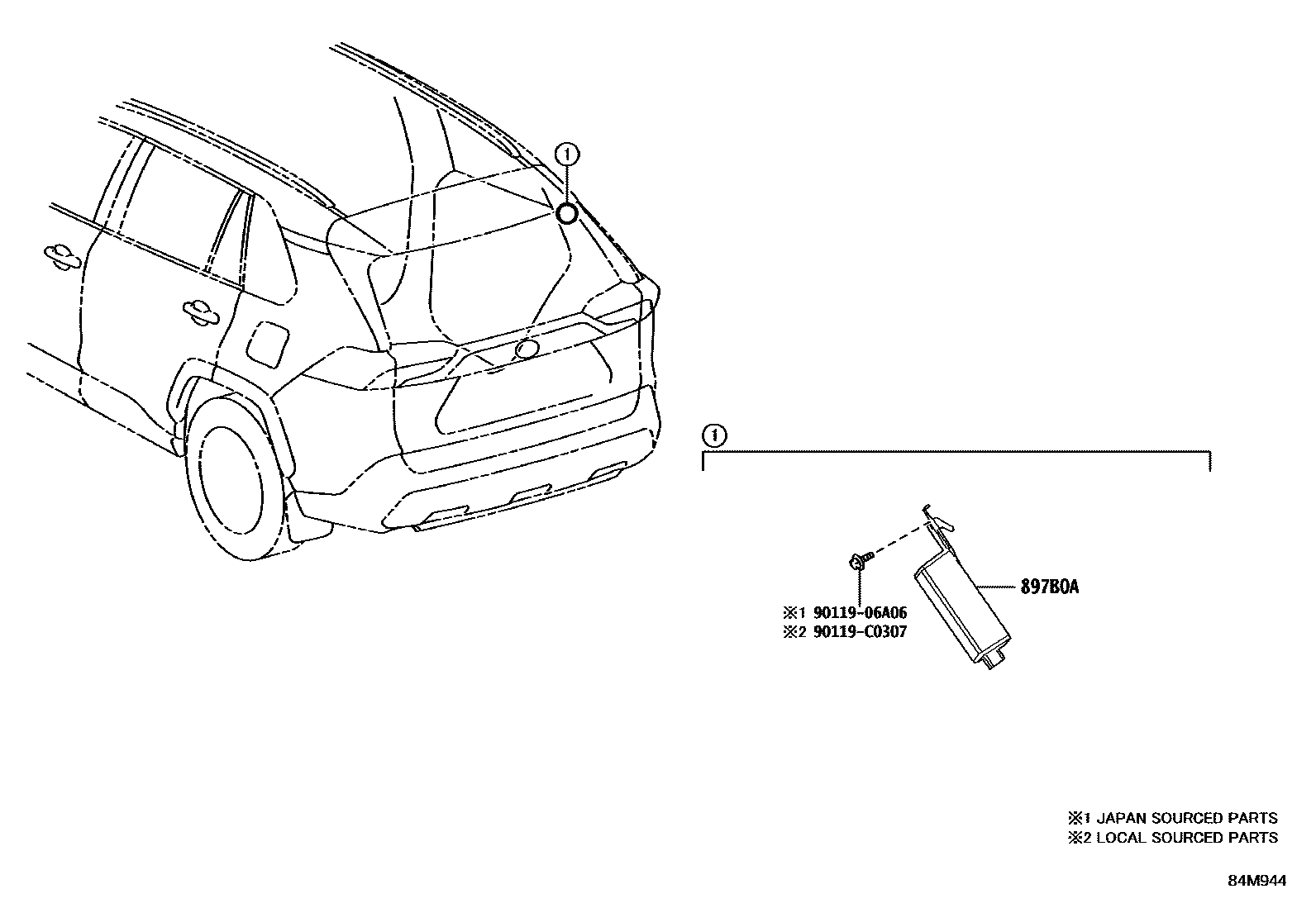 Toyota RAV4 轮胎压力警告系统 EPC diagram — 84M944