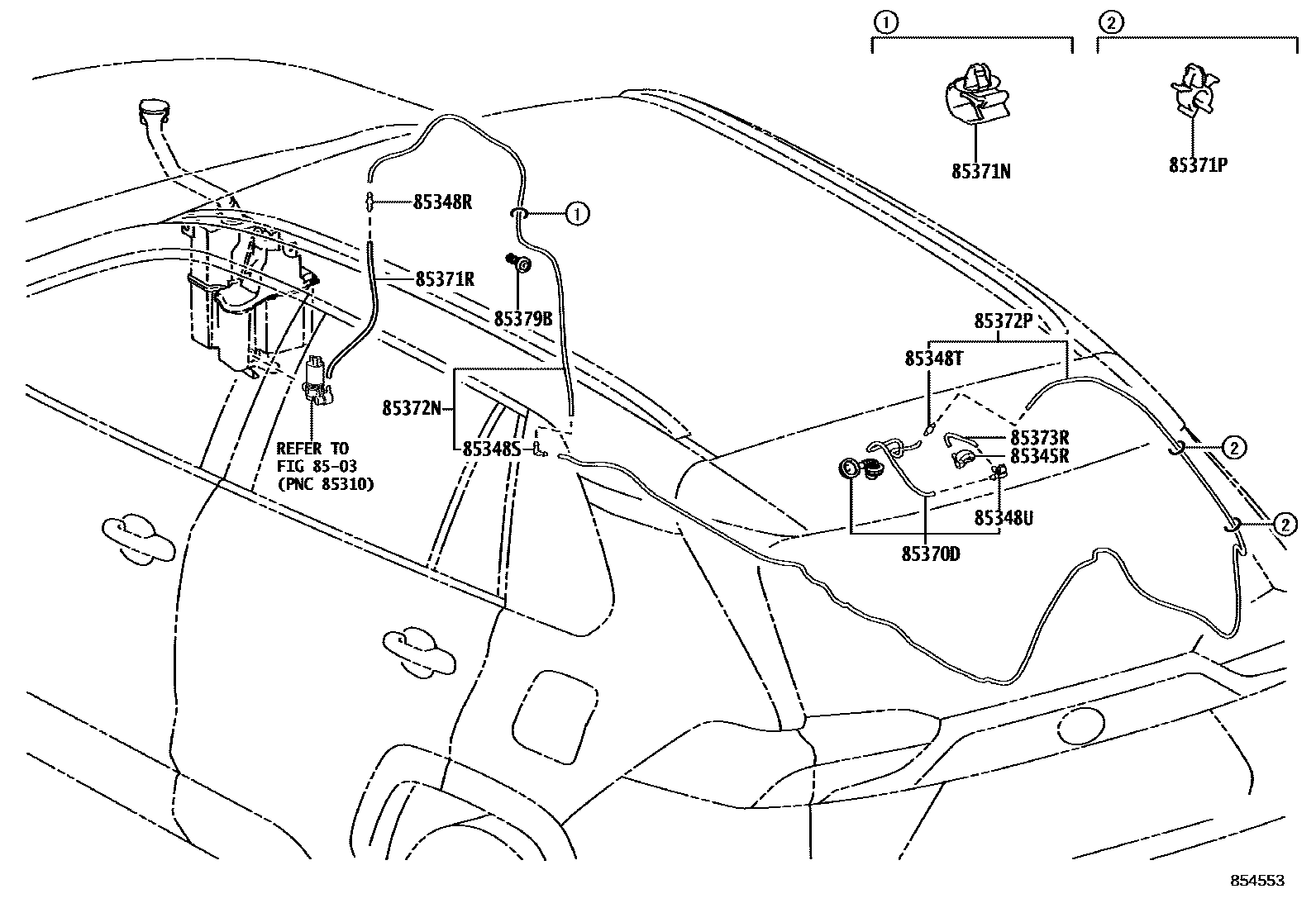 Toyota RAV4 后清洗器 EPC diagram — 854553