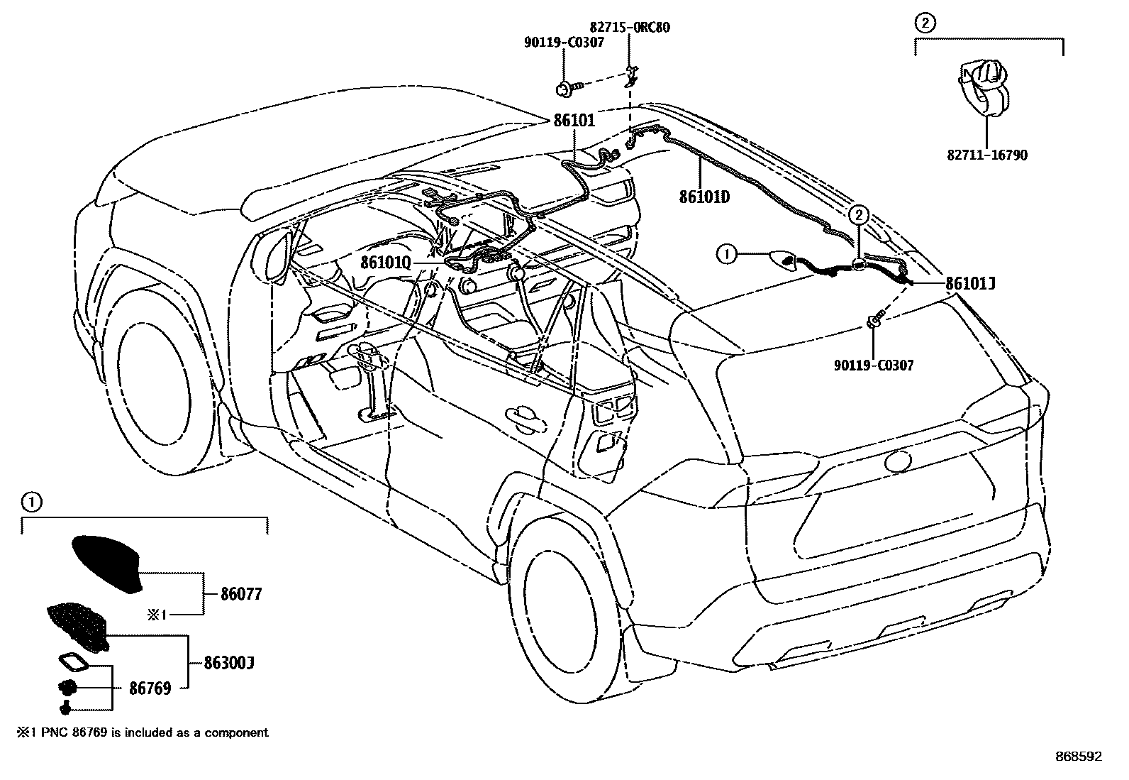 Toyota RAV4 antenna EPC diagram — 868592