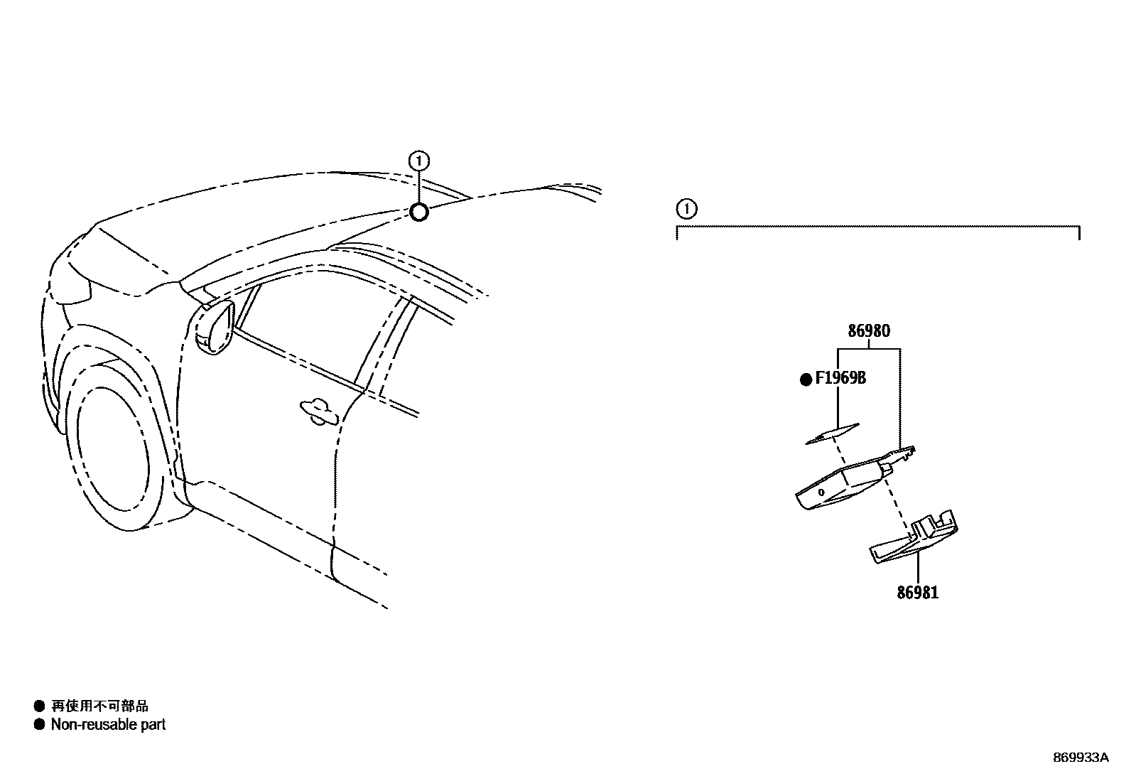 Toyota RAV4 收音机通信和ETC EPC diagram — 869933A
