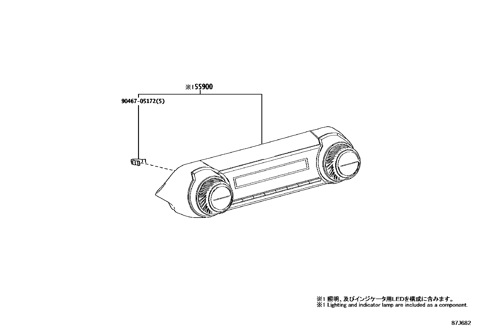Toyota RAV4 暖风和空调系统 - 控制器和风管 EPC diagram — 87J682
