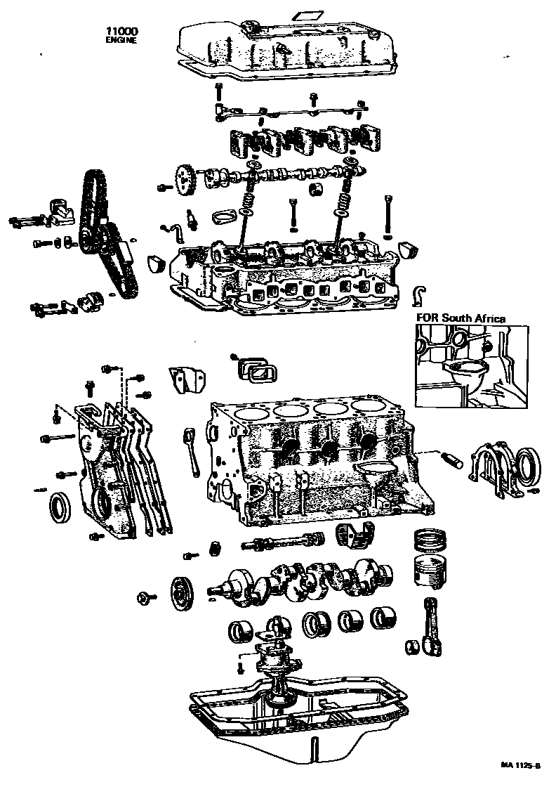 Toyota HILUX Partial Engine Assembly EPC diagram — MA1125B