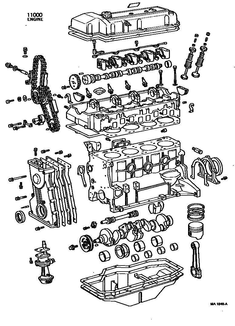 Toyota HILUX Partial Engine Assembly EPC diagram — MA1848A