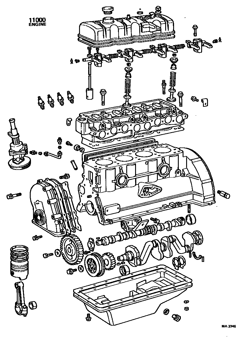 Toyota HILUX Partial Engine Assembly EPC diagram — MA3346