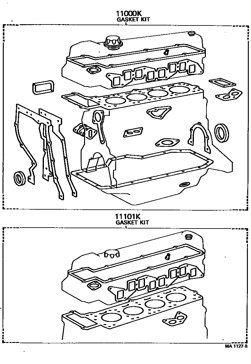 Toyota HILUX Engine Overhaul Gasket Kit EPC diagram — MA1127B
