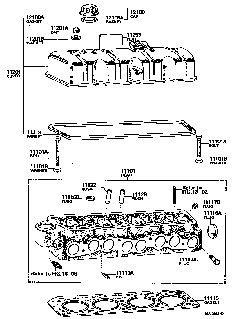 Toyota HILUX Cylinder Head EPC diagram — MA0621D