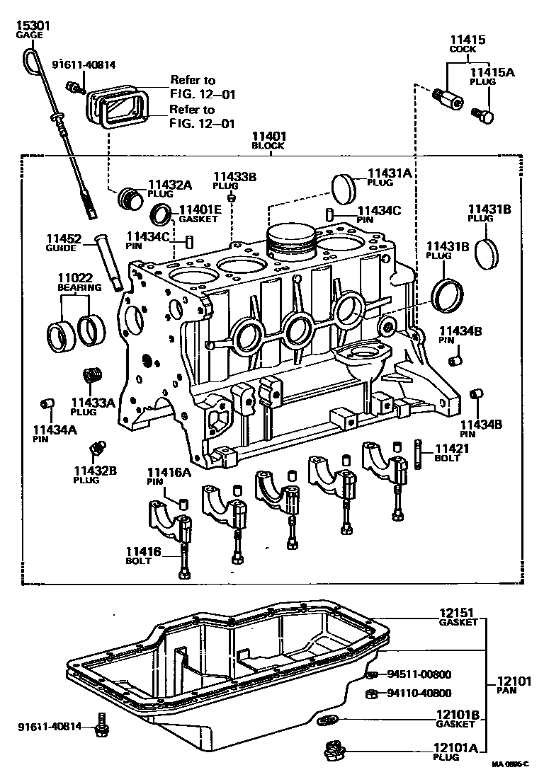 Toyota HILUX Cylinder Block EPC diagram — MA0895C