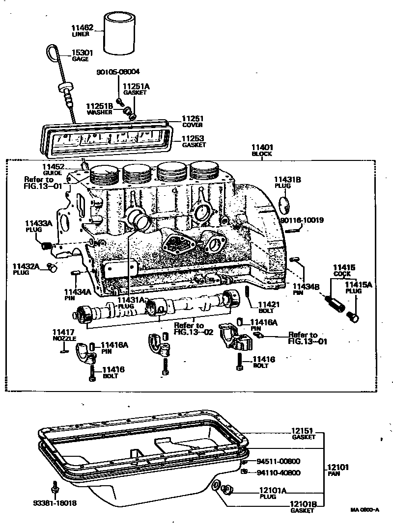 Toyota HILUX Cylinder Block EPC diagram — MA0900A