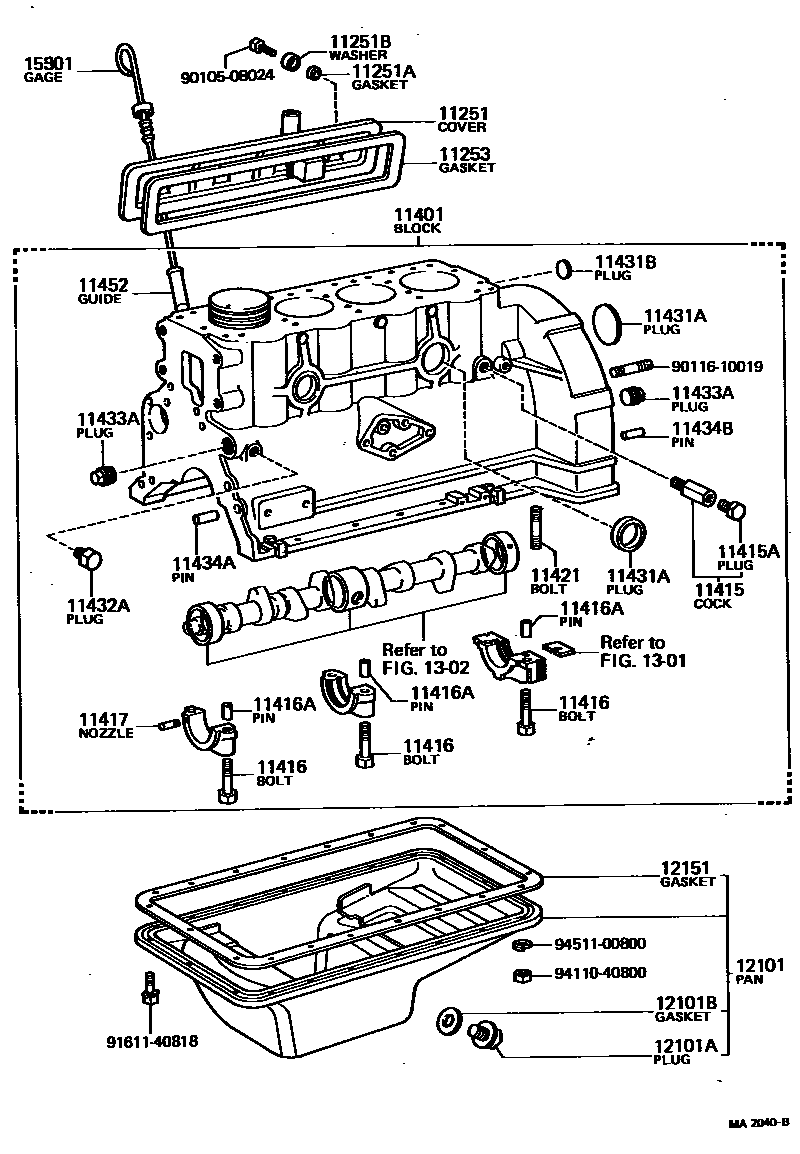 Toyota HILUX Cylinder Block EPC diagram — MA2040B