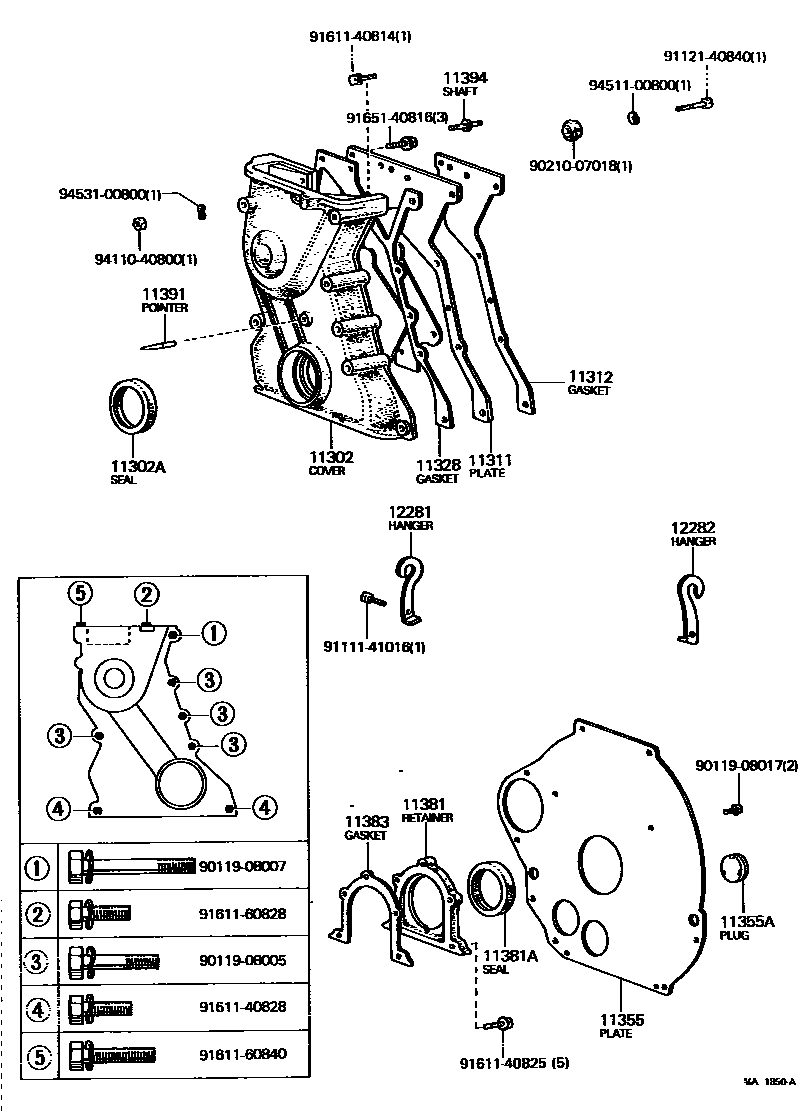 Toyota HILUX Timing Gear Cover & Rear End Plate EPC diagram — MA1850A