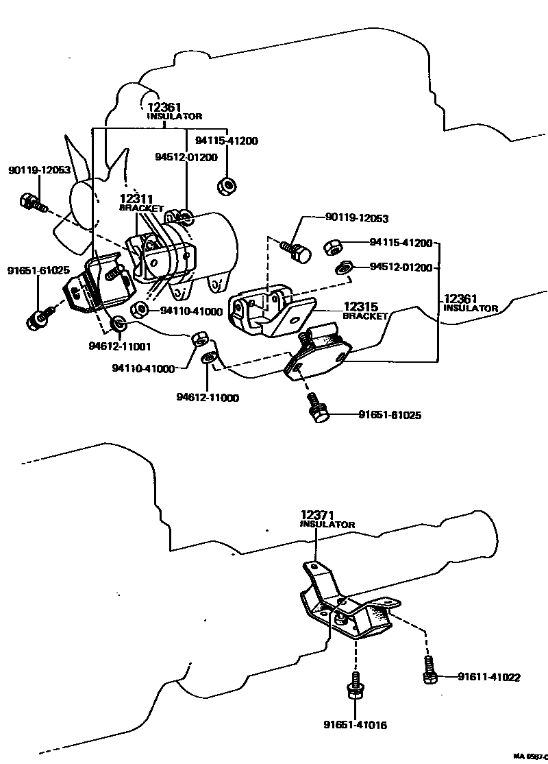 Toyota HILUX Engine Mounting EPC diagram — MA0587C