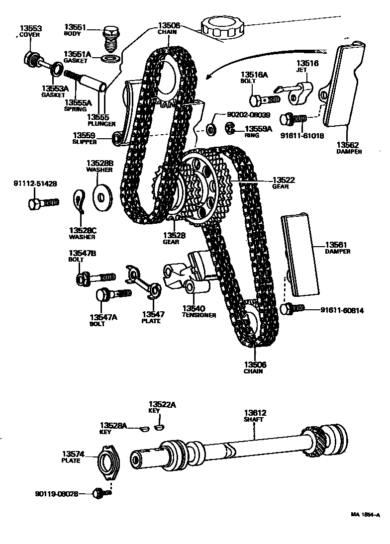 Toyota HILUX 正时链条 EPC diagram — MA1854A