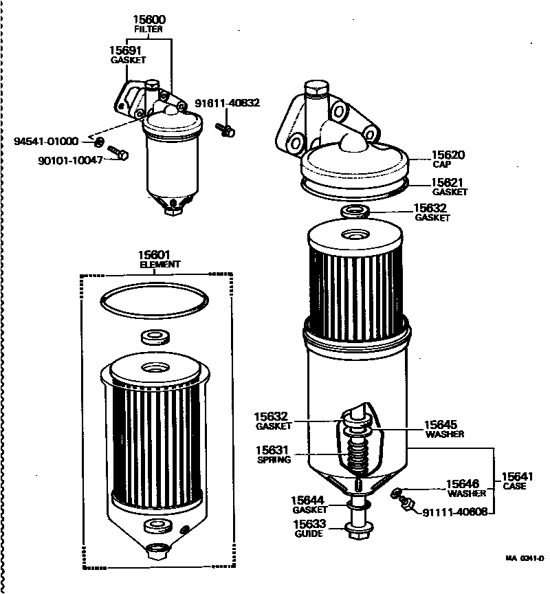 Toyota HILUX Oil Filter EPC diagram — MA0341D