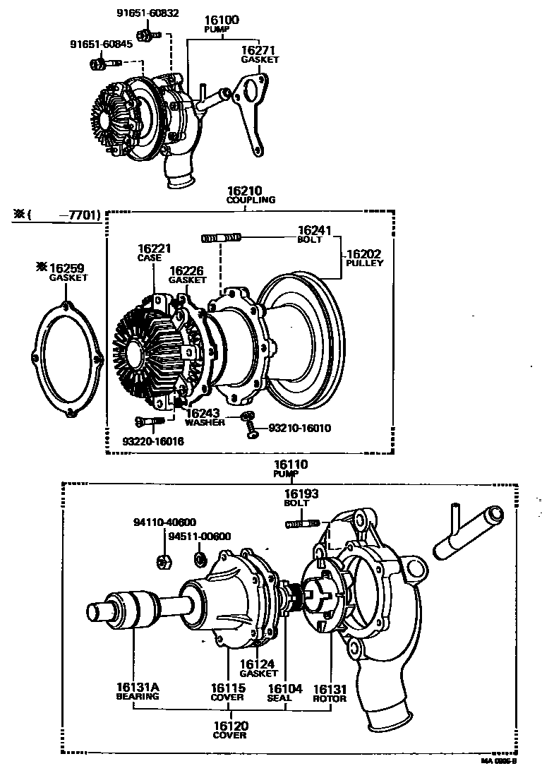 Toyota HILUX Water Pump EPC diagram — MA0905B