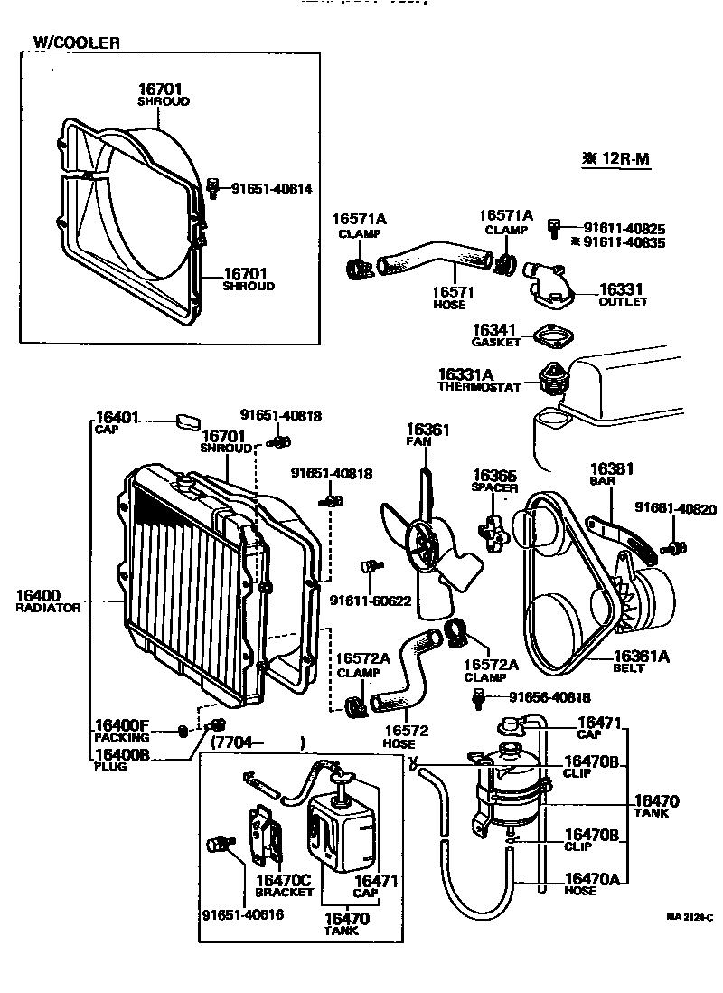 Toyota HILUX RADIATOR & WATER OUTLET EPC diagram — MA2124C