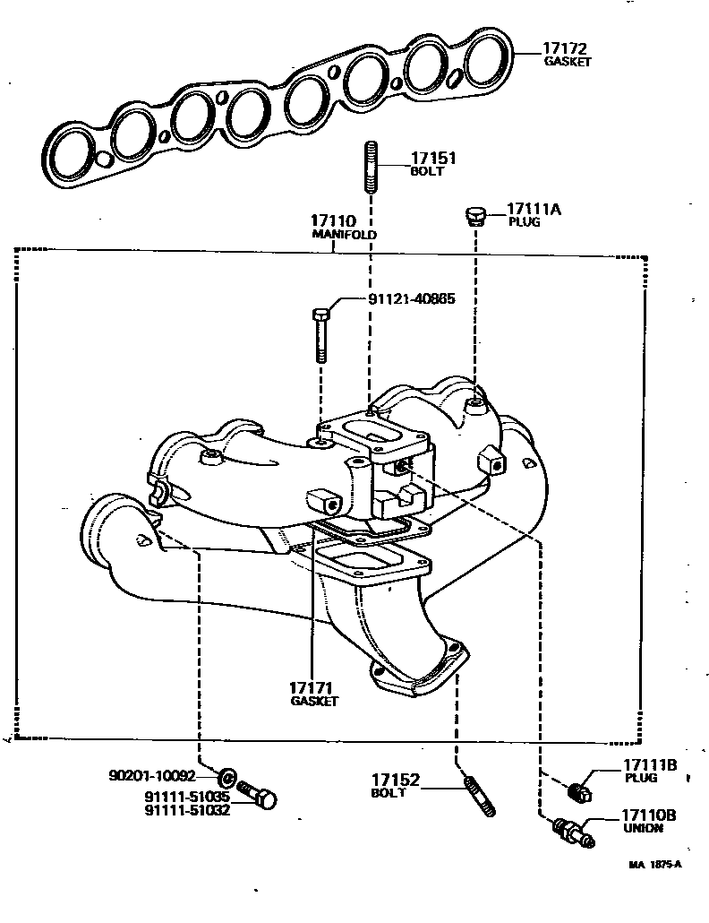 Toyota HILUX Manifold EPC diagram — MA1875A
