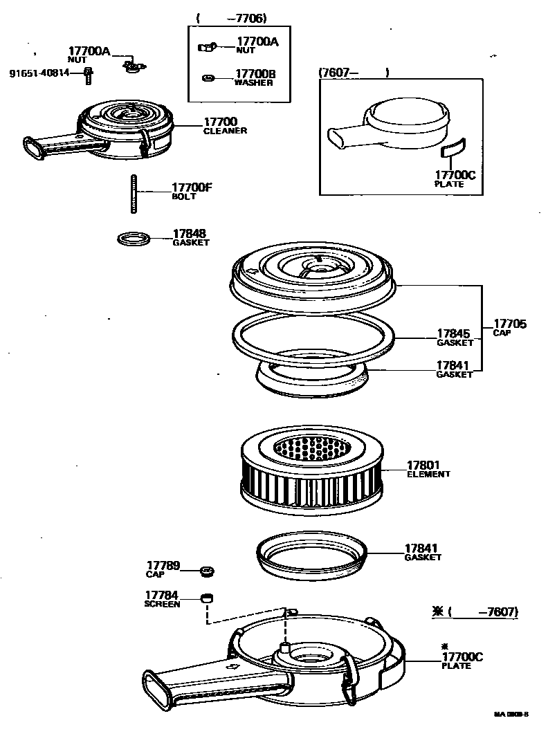 Toyota HILUX Air Cleaner EPC diagram — MA0909B
