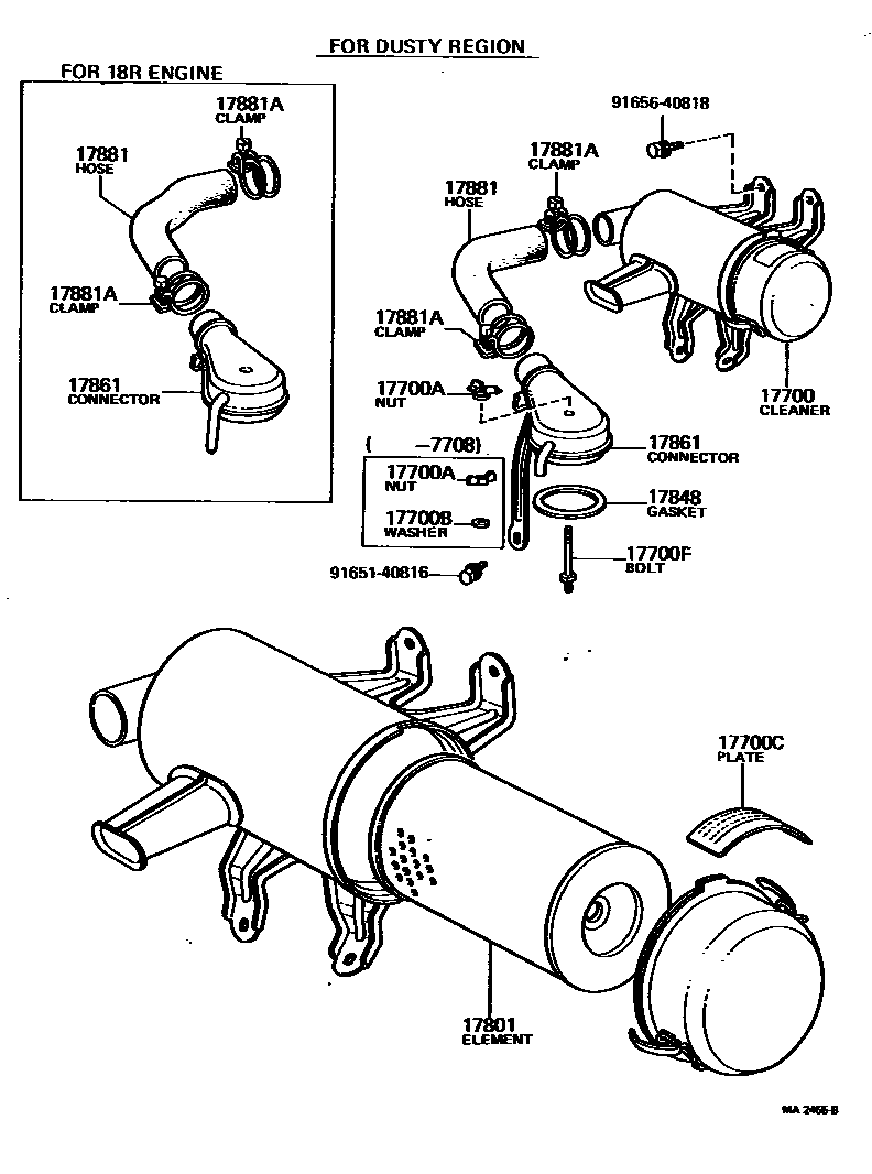 Toyota HILUX Air Cleaner EPC diagram — MA2455B