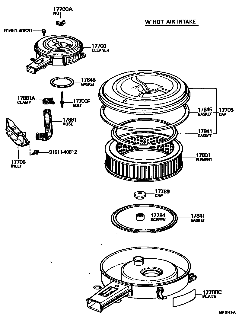 Toyota HILUX Air Cleaner EPC diagram — MA3143A