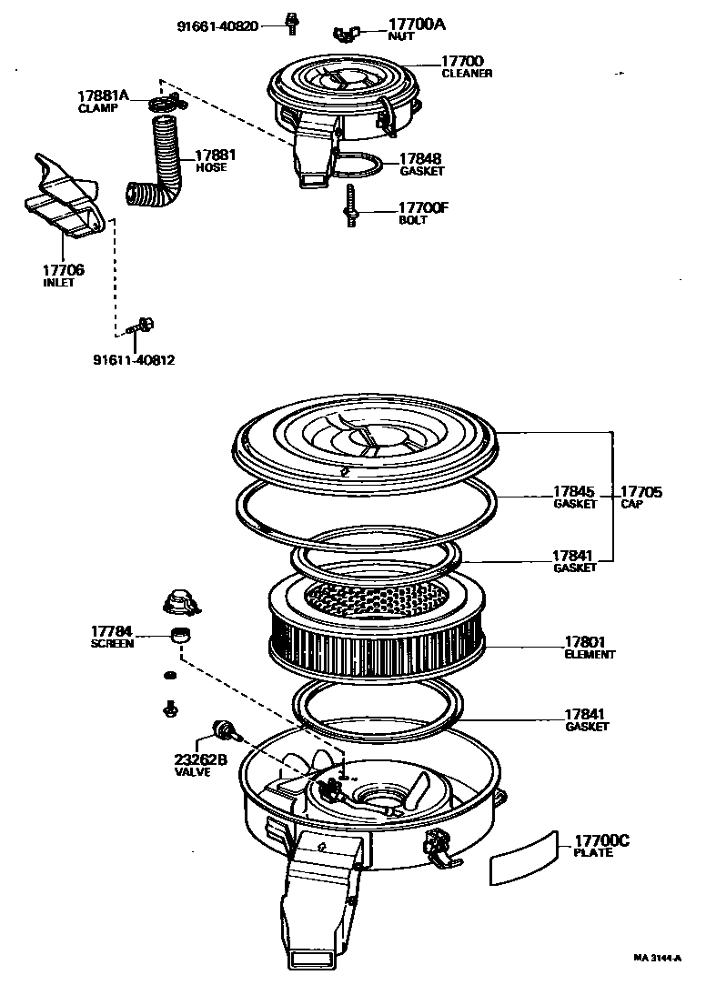 Toyota HILUX Air Cleaner EPC diagram — MA3144A